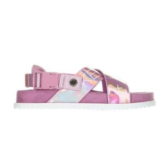 Kendall + Kylie Sandals Pink Silver Iridescent Barbiecore Fairy Metallic Sz 5 - Picture 1 of 4